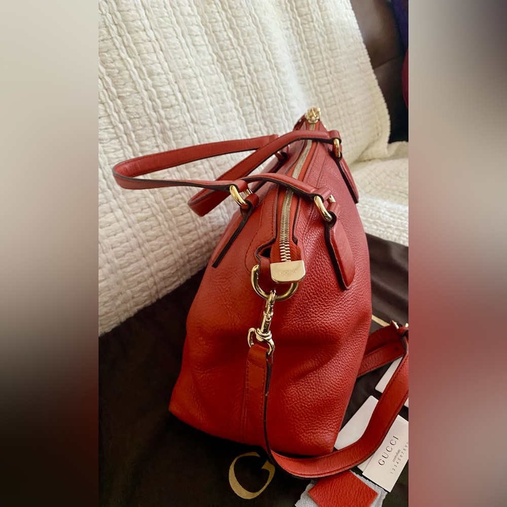 Gucci Soho Disco Crossbody Satchel Bag Red Leather Gold - Picture 4 of 16